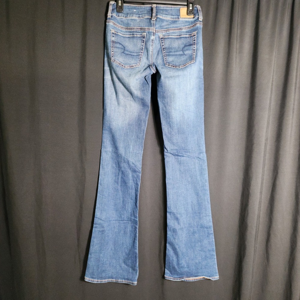 American Eagle Super Stretch Flare Jean Blue Medium Wash Size 4 X-Long Long Rise - Picture 3 of 9